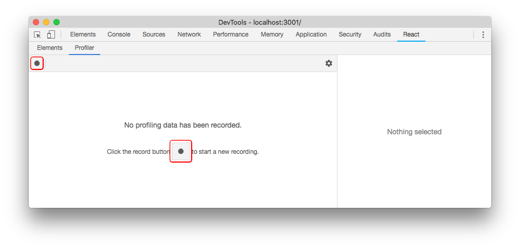 Click "record" to start profiling